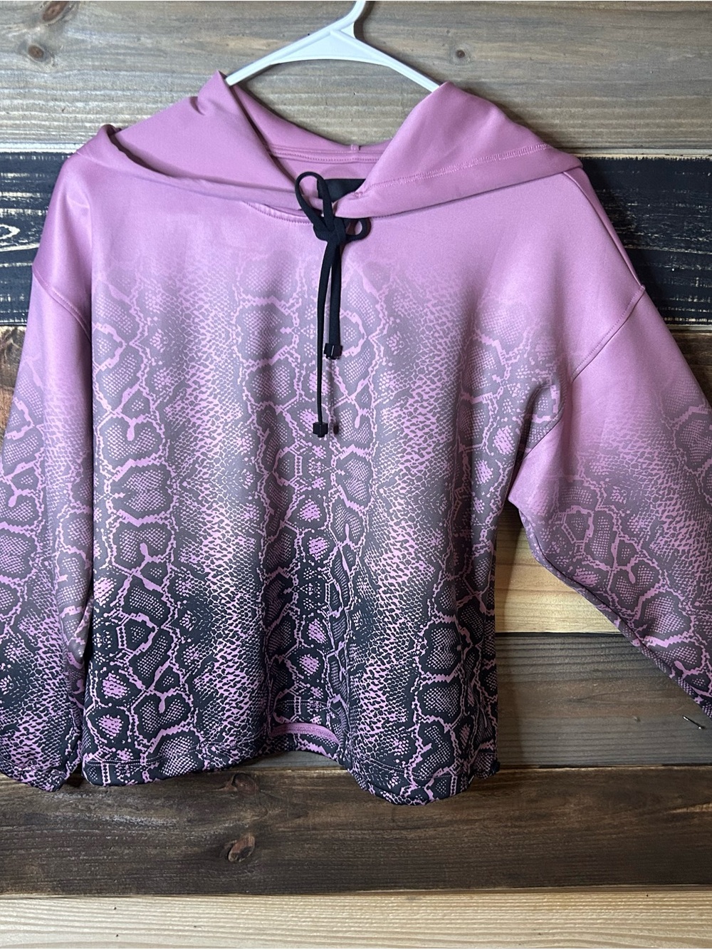 Koral Pink Ombre Snake-Print Hooded Pullover